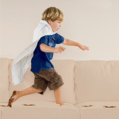 Child enjoying clean upholstery